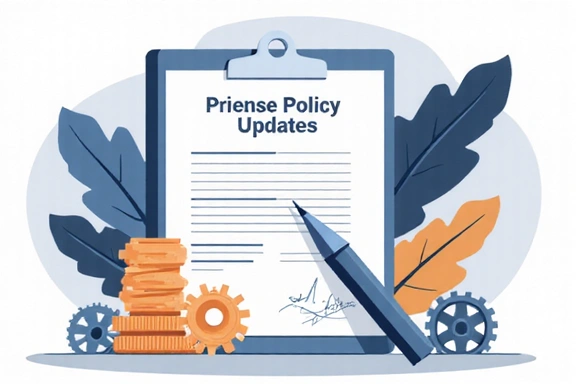 Illustration of a document with a pen, symbolizing policy updates and legal changes.